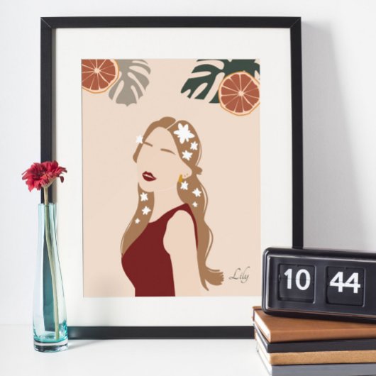 Boho Woman Illustration, Earthy Tones Poster