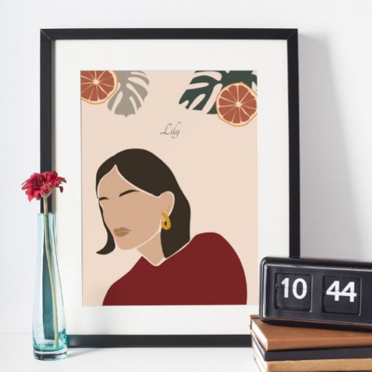 Boho Woman Illustration, Earthy Tones Poster