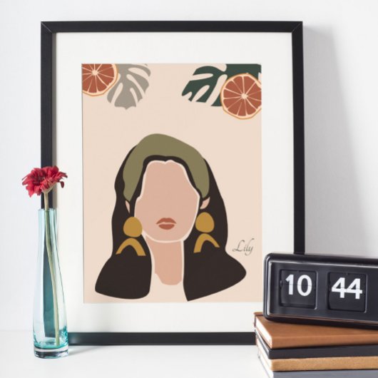 Boho Woman Illustration, Earthy Tones Poster