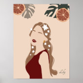 Boho Woman Illustration, Earthy Tones Poster (Voorkant)