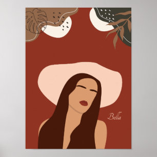 Boho Woman Illustration, Earthy Tones Poster