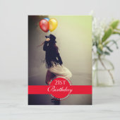 Boho Woman in Pet Balloons 21e verjaardag Kaart (Staand voorkant)