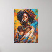 Boho Woman in Sunflower Expressive Hippie Canvas Afdruk (Voorkant)