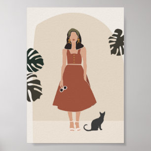 Boho Woman in Terracotta Dress Summer Mode Poster