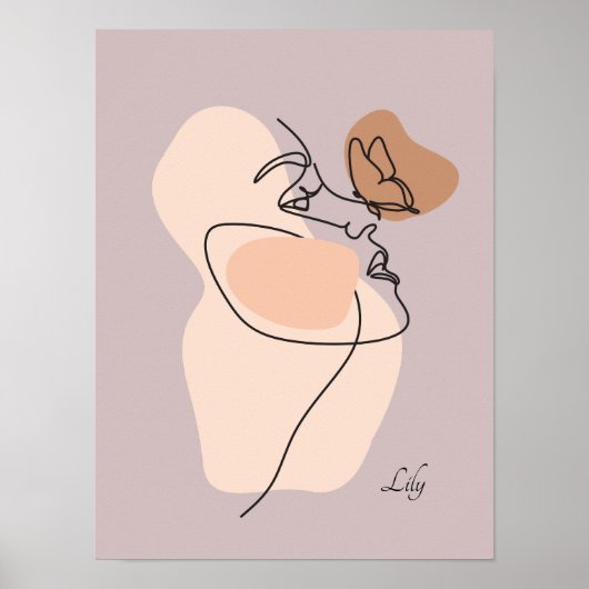 Boho Woman Line Art, Poster van aardedansen (Voorkant)