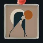 Boho Woman Sun Metalen Ornament<br><div class="desc">Boho inspireerde het ontwerp van een vrouw die de ochtendzon kuste in tinten van bruin,  beige,  geelbruin en sinaasappel.</div>