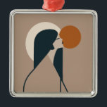 Boho Woman Sun Metalen Ornament<br><div class="desc">Boho inspireerde het ontwerp van een vrouw die de ochtendzon kuste in tinten van bruin,  beige,  geelbruin en sinaasappel.</div>