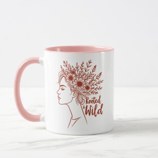 Boho Woman Wildflower Hair Botanisch Vrouw Mok (Links)