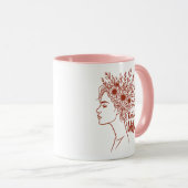 Boho Woman Wildflower Hair Botanisch Vrouw Mok (Voorkant rechts)