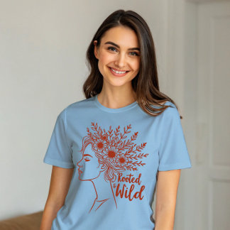 Boho Woman Wildflower Hair Botanisch Vrouw T-shirt