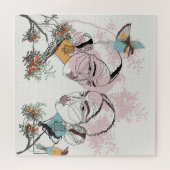 Boho Women African Asian Line Artwork Legpuzzel (Horizontaal)
