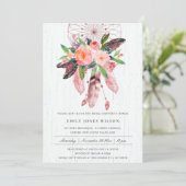 BOHO WOOD BLUSH DREAM CATCHER FLORAL VRIJGEZELLENF KAART (Staand voorkant)