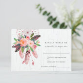 BOHO WOOD BLUSH DREAM CATCHER FLORAL WEDDING RSVP (Staand voorkant)