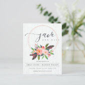 BOHO WOOD BLUSH WREATH FLORA LAND BEWART DE DATUM AANKONDIGINGSKAART (Staand voorkant)