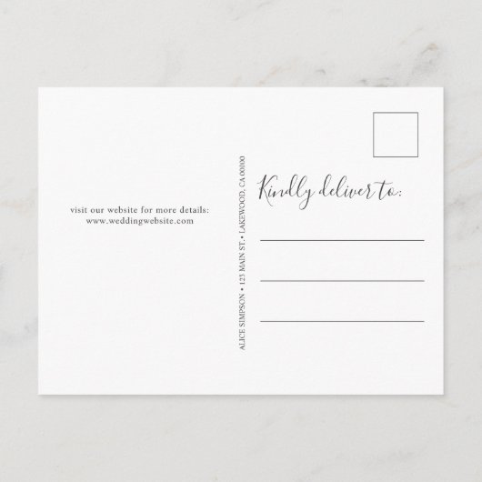 Boho Wood Greenery Script Wedding Save the Date Aankondigingskaart (Achterkant)