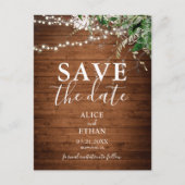 Boho Wood Greenery Script Wedding Save the Date Aankondigingskaart (Voorkant)