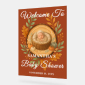 Boho Wood Slice Herfst Baby shower Welkom Acryl Bord (Hoek)