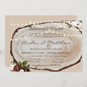 Boho Wood Slice Marsala Floral Rehearsal Dinner in Kaart (Voorkant / Achterkant)