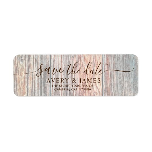Boho Wood Slice Pampas Save the Date Address Label (Voorkant)