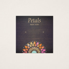 Boho Wood Stud Earring Display Card Vierkante Visitekaartjes