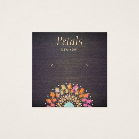 Boho Wood Stud Earring Display Card Vierkante Visitekaartjes (Voorkant)