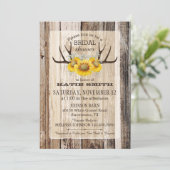Boho Wood Sunflower Antlers Rustisch Vrijgezellenf Kaart (Staand voorkant)