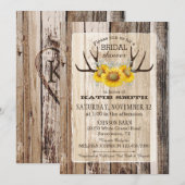 Boho Wood Sunflower Antlers Rustisch Vrijgezellenf Kaart (Voorkant / Achterkant)