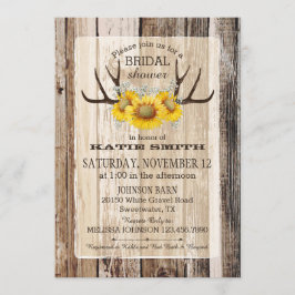 Boho Wood Sunflower Antlers Rustisch Vrijgezellenf Kaart
