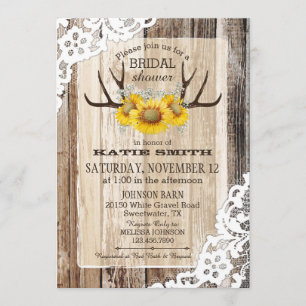 Boho Wood Zonnebloem Antlers Rustiek Vrijgezellenf Kaart
