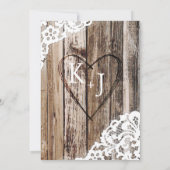 Boho Wood Zonnebloem gewei Lace Rustieke bruiloft Kaart (Achterkant)