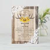 Boho Wood Zonnebloem gewei rustieke bruiloft Kaart (Staand voorkant)