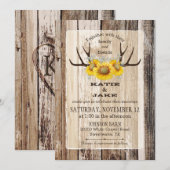 Boho Wood Zonnebloem gewei rustieke bruiloft Kaart (Voorkant / Achterkant)