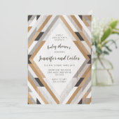 Boho Woodgrain Neutral Baby shower Invitation Kaart (Staand voorkant)