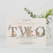 Boho Woodland 2e verjaardag uitnodigen tweede verj Kaart (Staand voorkant)