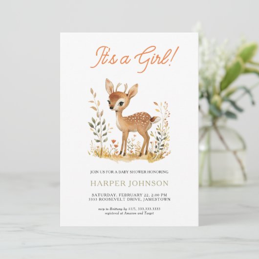 Boho Woodland Animal Baby shower Invitation Kaart (Staand voorkant)