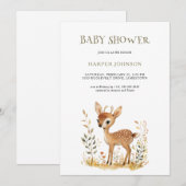 Boho Woodland Animal Baby shower Invitation Kaart (Voorkant / Achterkant)