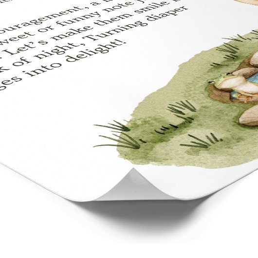 Boho Woodland Animal Baby shower Late Night Luier Poster (Hoek)