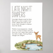 Boho Woodland Animal Baby shower Late Night Luier Poster (Voorkant)