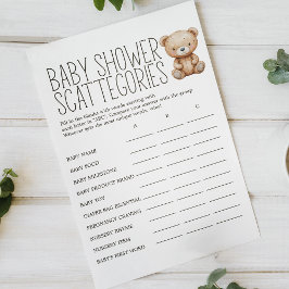 Boho Woodland Animal Baby shower Scattegories spel Flyer