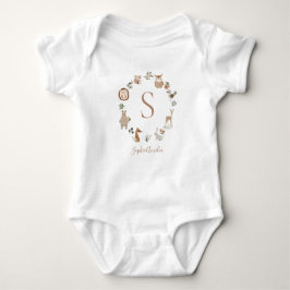 Boho Woodland Animal Wreath Gepersonaliseerde Baby Romper