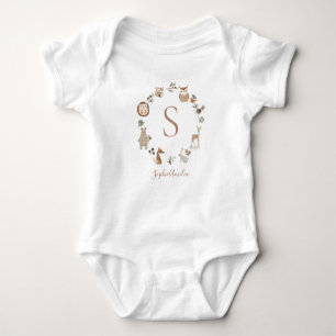Boho Woodland Animal Wreath Gepersonaliseerde Baby Romper