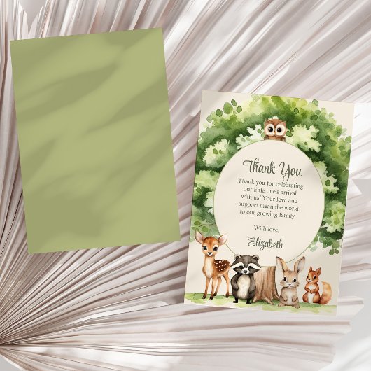 Boho Woodland Animals Baby shower bedankje Bedankkaart