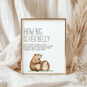Boho Woodland Animals Baby shower Belly Game Sign Poster