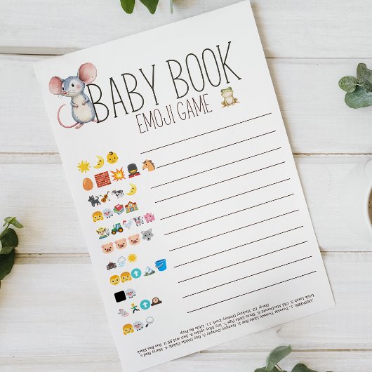 Boho Woodland Animals Baby shower boek Emoji spel Flyer