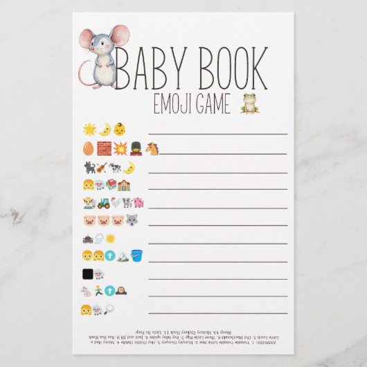 Boho Woodland Animals Baby shower boek Emoji spel Flyer (Voorkant)
