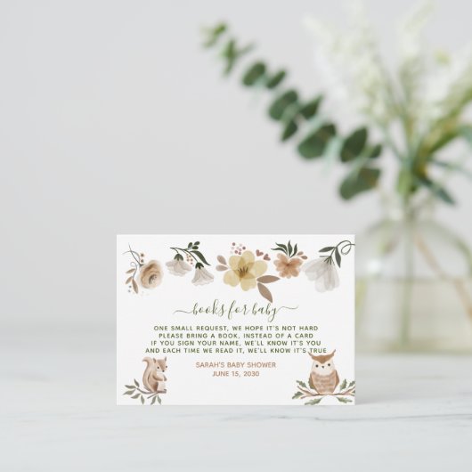 Boho Woodland Animals Baby shower Boekaanvraag Informatiekaartje (Staand voorkant)