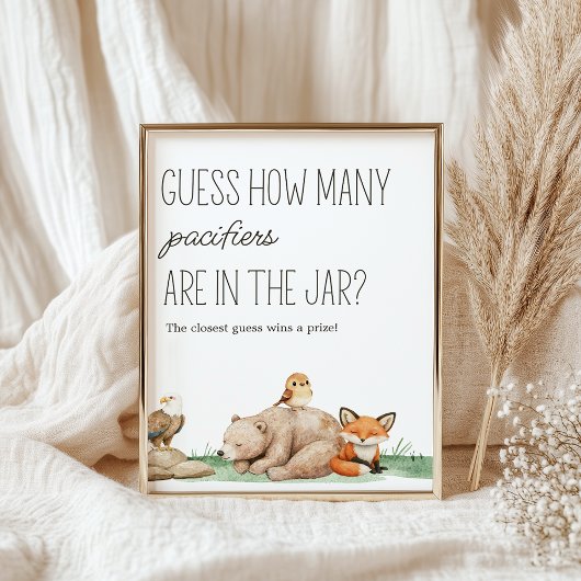 Boho Woodland Animals Baby shower Guess Spelbord Poster