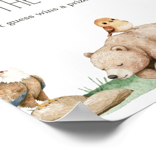 Boho Woodland Animals Baby shower Guess Spelbord Poster (Hoek)