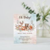 Boho Woodland Animals Baby Shower Invitation Briefkaart (Staand voorkant)