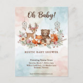 Boho Woodland Animals Baby Shower Invitation Briefkaart (Voorkant)